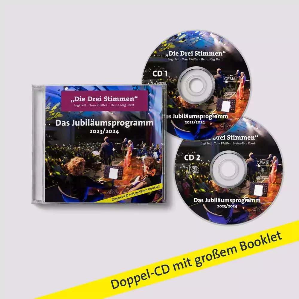 Abbildung CD „Die Drei Stimmen“ Ingi Fett · Tom Pfeiffer · Heinz-Jörg Ebert Das Jubiläumsprogramm 2023/2024